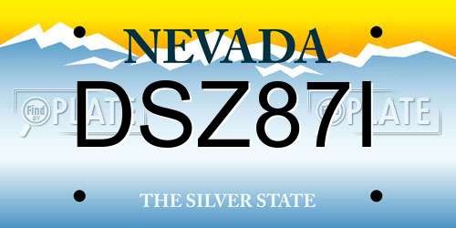 DSZ87I Nevada License Plate