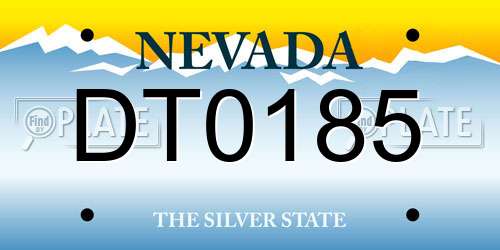 DT0185 Nevada License Plate