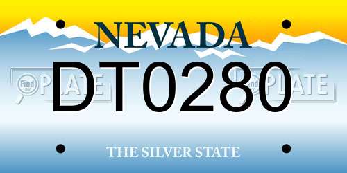 DT0280 Nevada License Plate