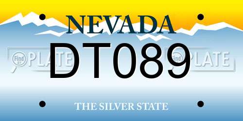 DT089 Nevada License Plate