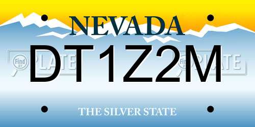 DT1Z2M Nevada License Plate