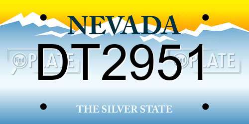 DT2951 Nevada License Plate