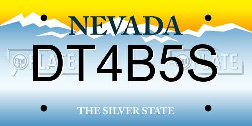 DT4B5S Nevada License Plate