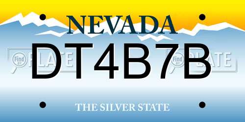 DT4B7B Nevada License Plate