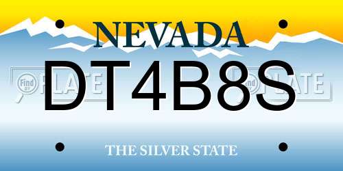 DT4B8S Nevada License Plate