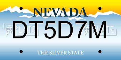 DT5D7M Nevada License Plate