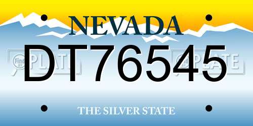 DT76545 Nevada License Plate