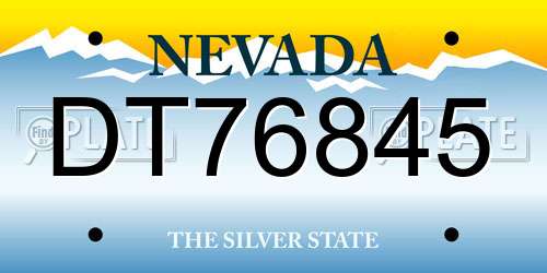 DT76845 Nevada License Plate