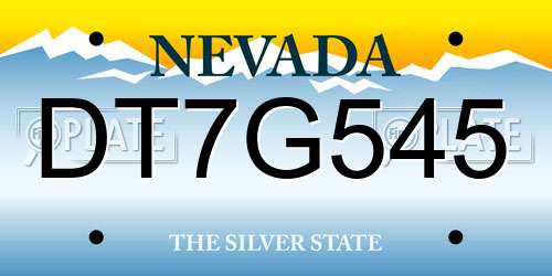 DT7G545 Nevada License Plate