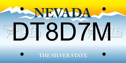 DT8D7M Nevada License Plate