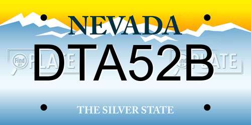 DTA52B Nevada License Plate
