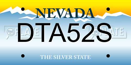 DTA52S Nevada License Plate