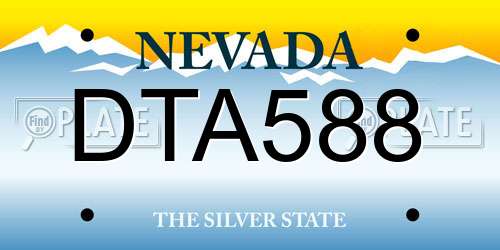 DTA588 Nevada License Plate