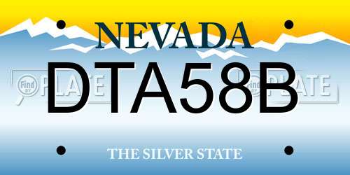 DTA58B Nevada License Plate