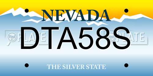 DTA58S Nevada License Plate