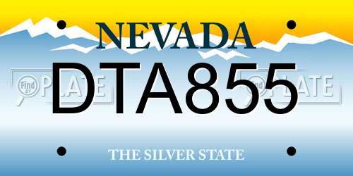 DTA855 Nevada License Plate
