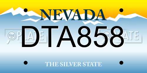 DTA858 Nevada License Plate