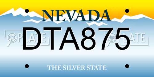 DTA875 Nevada License Plate
