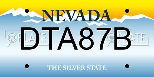 DTA87B Nevada License Plate