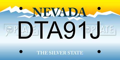 DTA91J Nevada License Plate