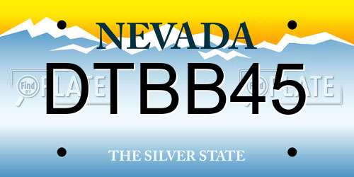 DTBB45 Nevada License Plate