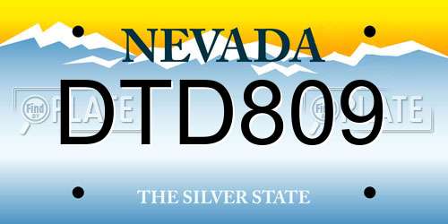 DTD809 Nevada License Plate