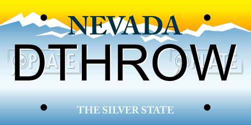 DTHROW Nevada License Plate