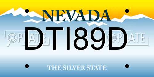 DTI89D Nevada License Plate