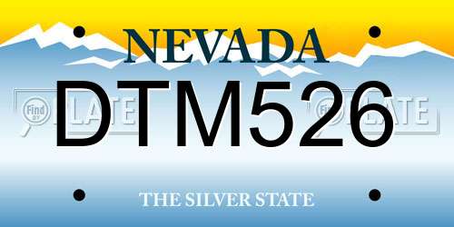 DTM526 Nevada License Plate