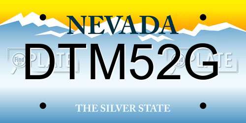 DTM52G Nevada License Plate