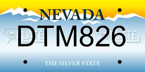 DTM826 Nevada License Plate