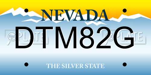 DTM82G Nevada License Plate