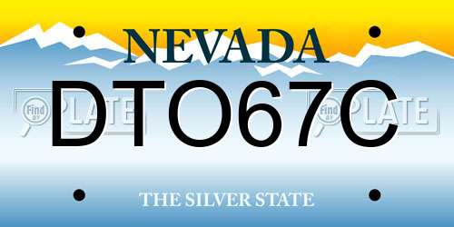 DTO67C Nevada License Plate
