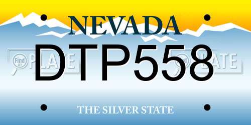 DTP558 Nevada License Plate