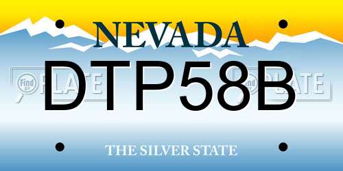 DTP58B Nevada License Plate