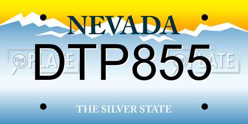 DTP855 Nevada License Plate