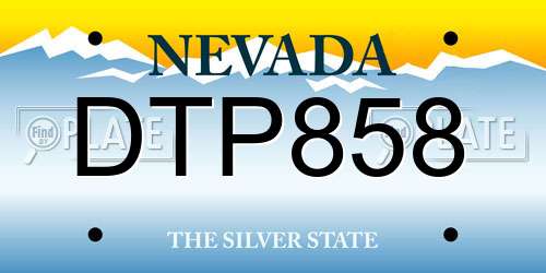 DTP858 Nevada License Plate