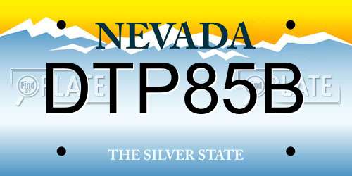 DTP85B Nevada License Plate