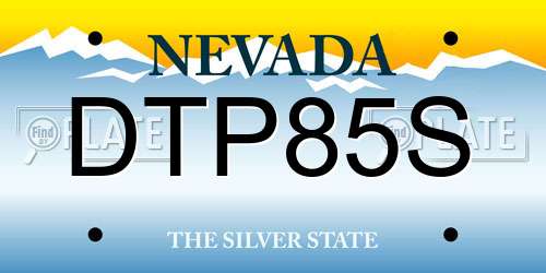 DTP85S Nevada License Plate