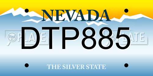 DTP885 Nevada License Plate