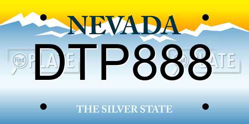 DTP888 Nevada License Plate