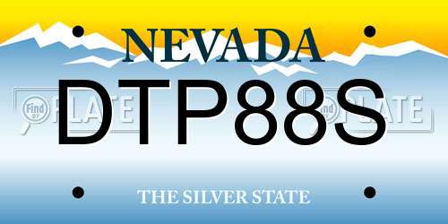 DTP88S Nevada License Plate