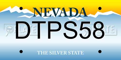 DTPS58 Nevada License Plate