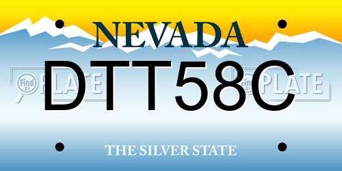 DTT58C Nevada License Plate