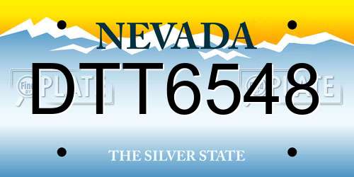 DTT6548 Nevada License Plate