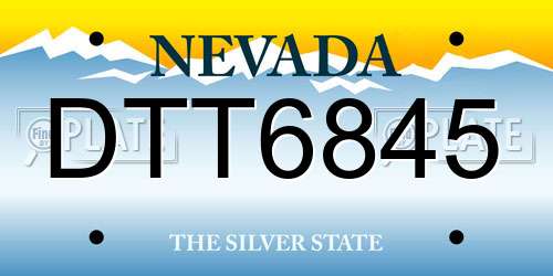 DTT6845 Nevada License Plate