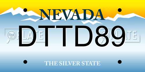DTTD89 Nevada License Plate
