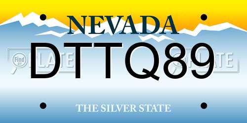 DTTQ89 Nevada License Plate