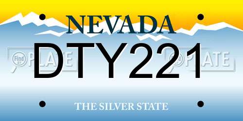 DTY221 Nevada License Plate