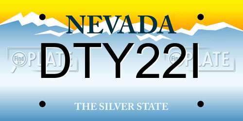 DTY22I Nevada License Plate